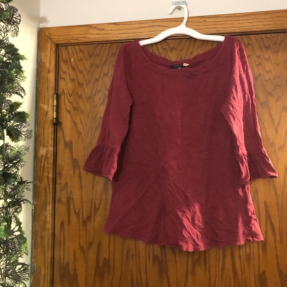 burgundy long sleeve blouse top